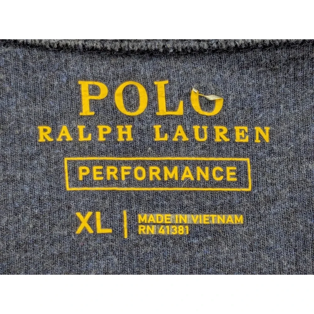 Polo Ralph Lauren Performance Mens XL Full Zip Sweatshirt Navy Blue Heather